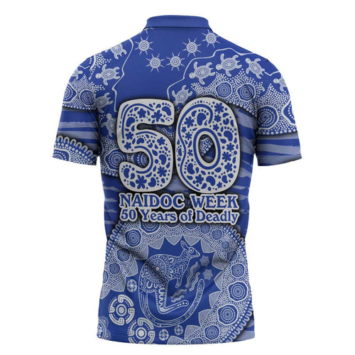 North Melbourne Kangaroos NAIDOC Week 2026 Zipper Polo Shirt Australian Aboriginal Dot Art Dreamtime Pattern Style