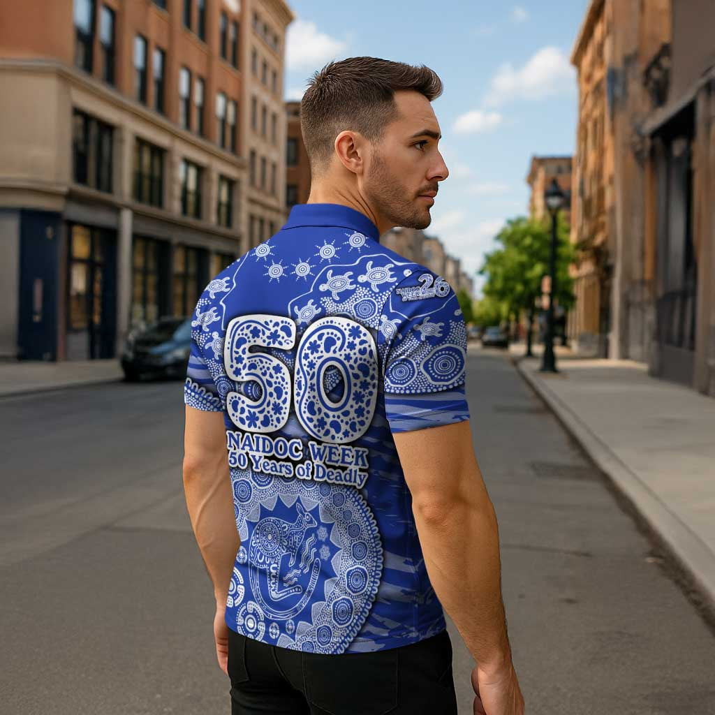 North Melbourne Kangaroos NAIDOC Week 2026 Zipper Polo Shirt Australian Aboriginal Dot Art Dreamtime Pattern Style