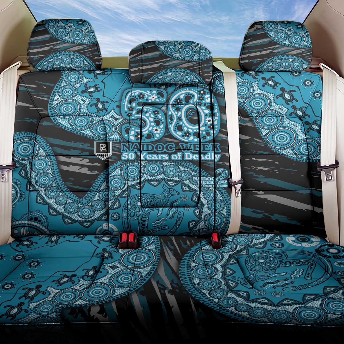 Port Adelaide NAIDOC Week 2026 Back Car Seat Cover Australian Aboriginal Dot Art Dreamtime Pattern Style