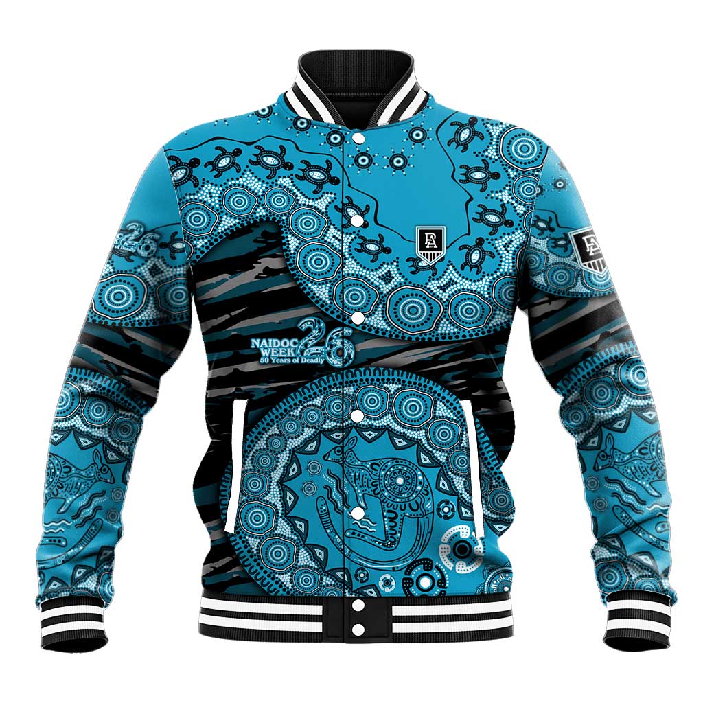 Port Adelaide NAIDOC Week 2026 Baseball Jacket Australian Aboriginal Dot Art Dreamtime Pattern Style
