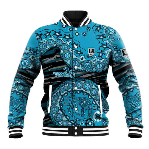 Port Adelaide NAIDOC Week 2026 Baseball Jacket Australian Aboriginal Dot Art Dreamtime Pattern Style