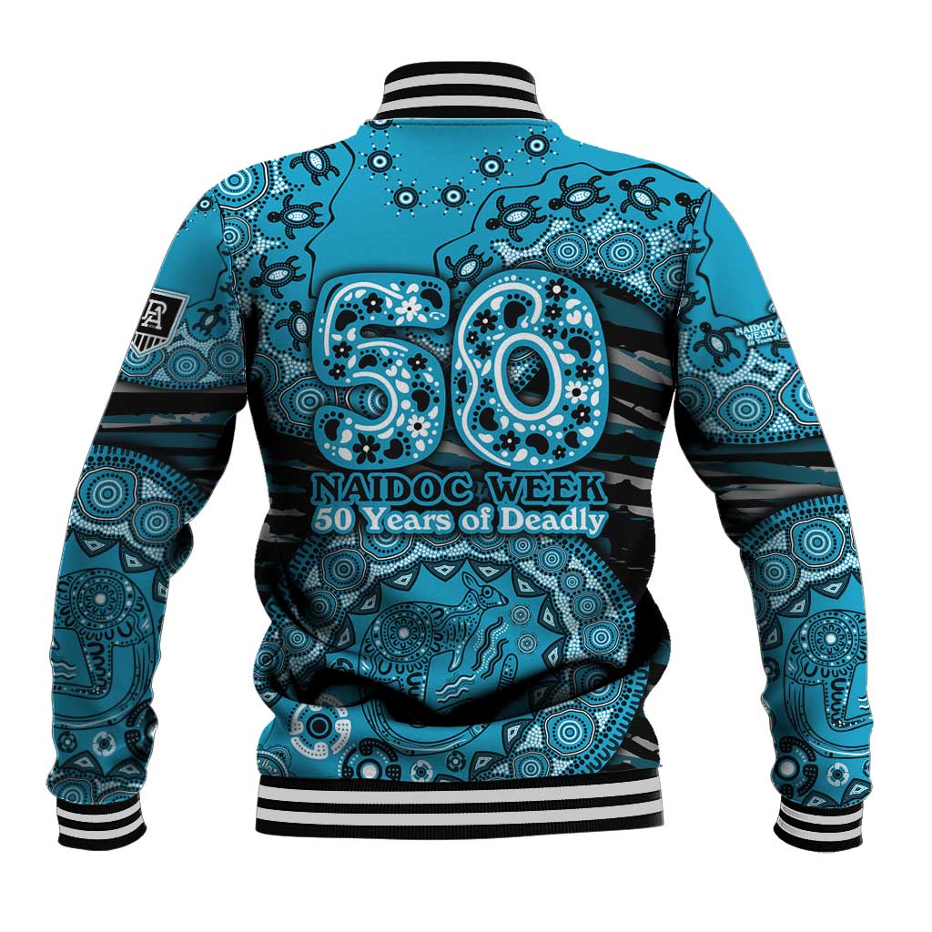 Port Adelaide NAIDOC Week 2026 Baseball Jacket Australian Aboriginal Dot Art Dreamtime Pattern Style