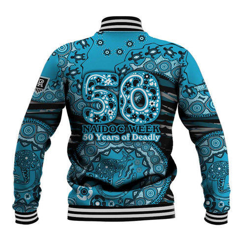 Port Adelaide NAIDOC Week 2026 Baseball Jacket Australian Aboriginal Dot Art Dreamtime Pattern Style