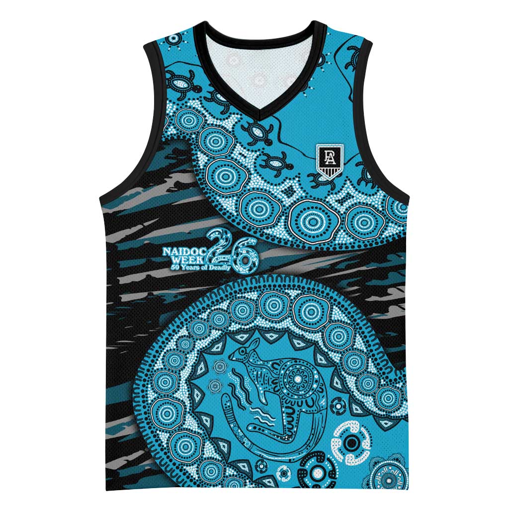Port Adelaide NAIDOC Week 2026 Basketball Jersey Australian Aboriginal Dot Art Dreamtime Pattern Style