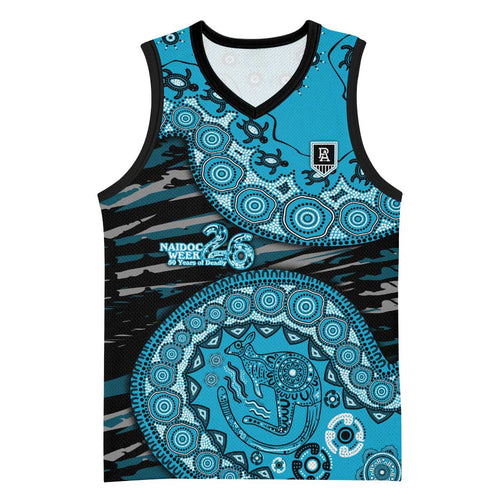 Port Adelaide NAIDOC Week 2026 Basketball Jersey Australian Aboriginal Dot Art Dreamtime Pattern Style