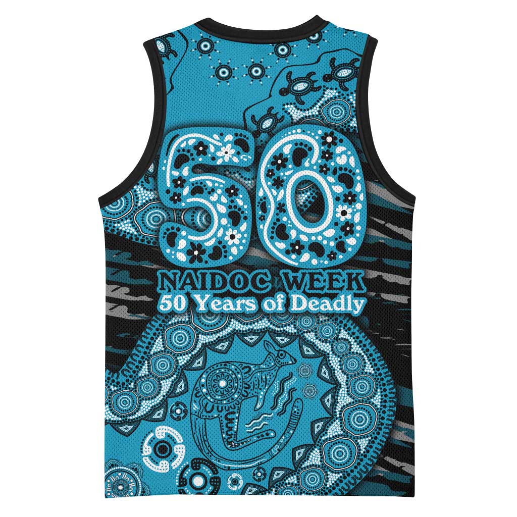 Port Adelaide NAIDOC Week 2026 Basketball Jersey Australian Aboriginal Dot Art Dreamtime Pattern Style