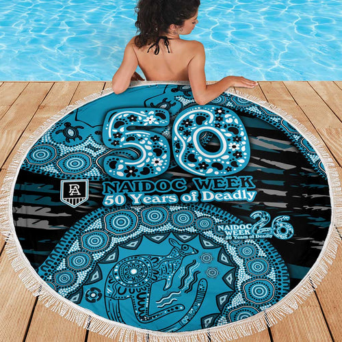 Port Adelaide NAIDOC Week 2026 Beach Blanket Australian Aboriginal Dot Art Dreamtime Pattern Style