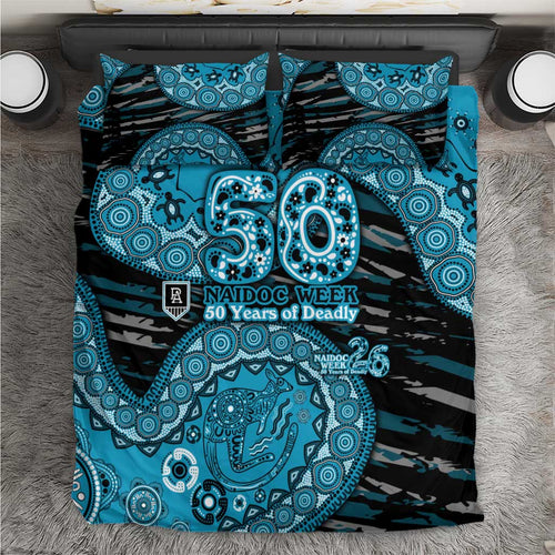 Port Adelaide NAIDOC Week 2026 Bedding Set Australian Aboriginal Dot Art Dreamtime Pattern Style