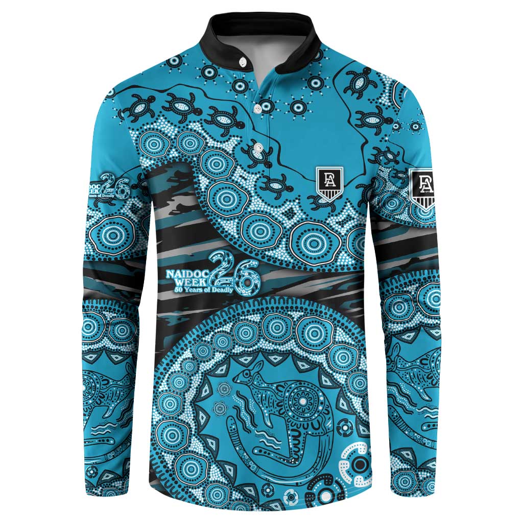 Port Adelaide NAIDOC Week 2026 Button Sweatshirt Australian Aboriginal Dot Art Dreamtime Pattern Style