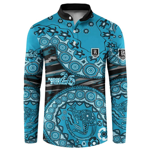 Port Adelaide NAIDOC Week 2026 Button Sweatshirt Australian Aboriginal Dot Art Dreamtime Pattern Style