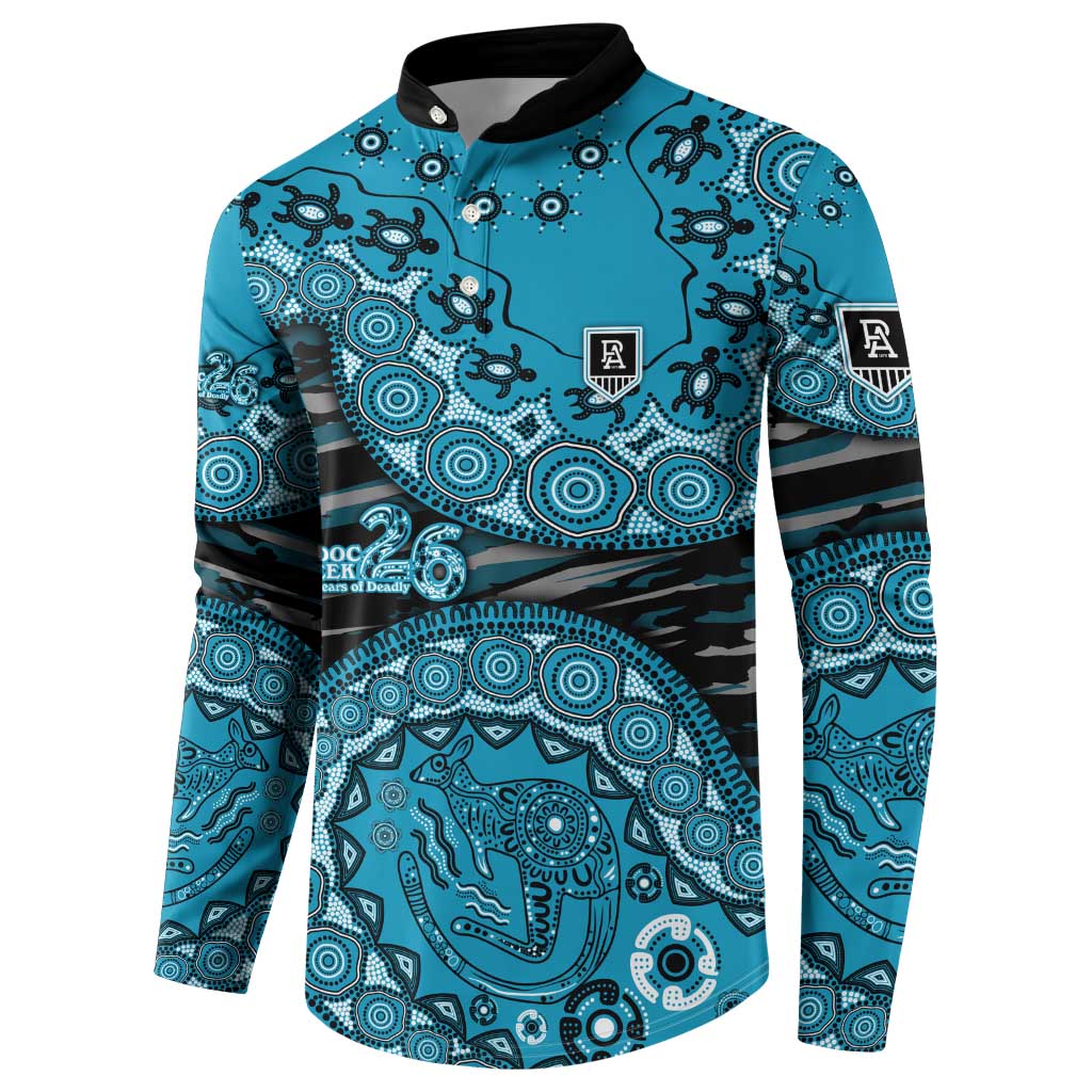 Port Adelaide NAIDOC Week 2026 Button Sweatshirt Australian Aboriginal Dot Art Dreamtime Pattern Style