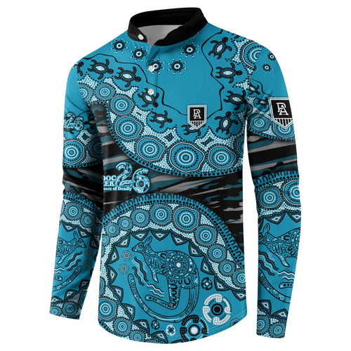 Port Adelaide NAIDOC Week 2026 Button Sweatshirt Australian Aboriginal Dot Art Dreamtime Pattern Style