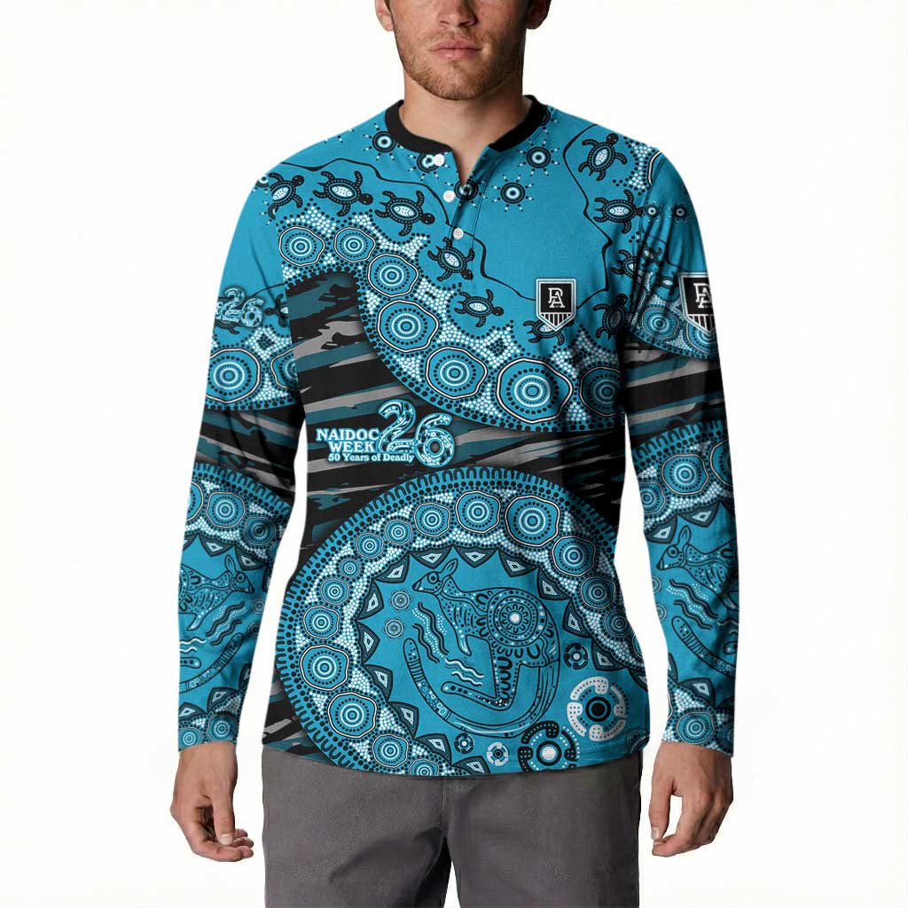 Port Adelaide NAIDOC Week 2026 Button Sweatshirt Australian Aboriginal Dot Art Dreamtime Pattern Style