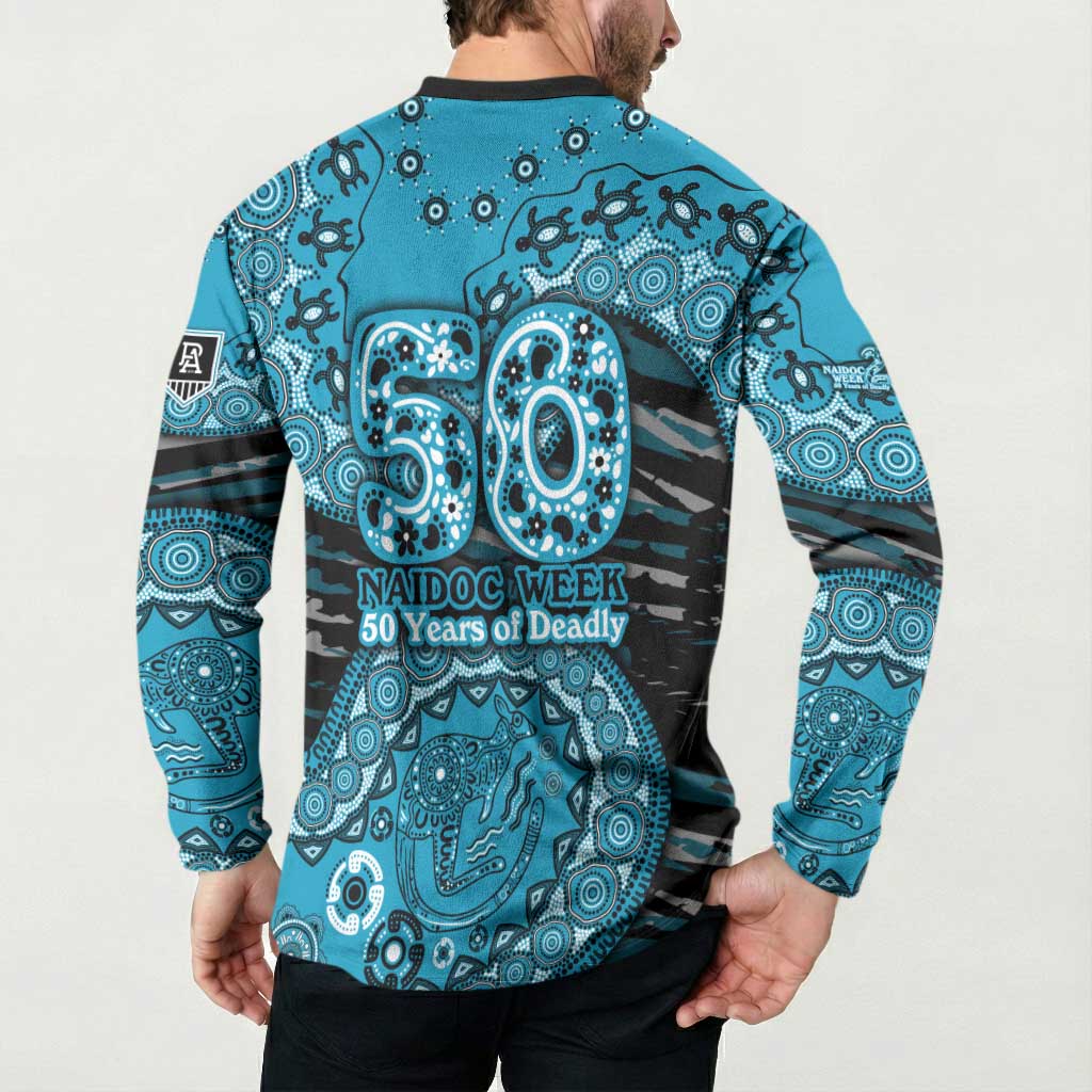 Port Adelaide NAIDOC Week 2026 Button Sweatshirt Australian Aboriginal Dot Art Dreamtime Pattern Style