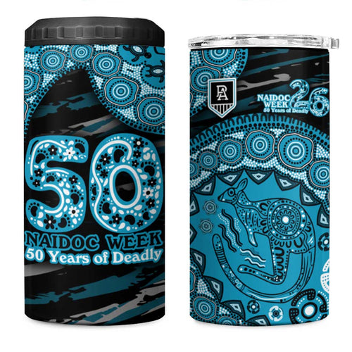 Port Adelaide NAIDOC Week 2026 4 in 1 Can Cooler Tumbler Australian Aboriginal Dot Art Dreamtime Pattern Style