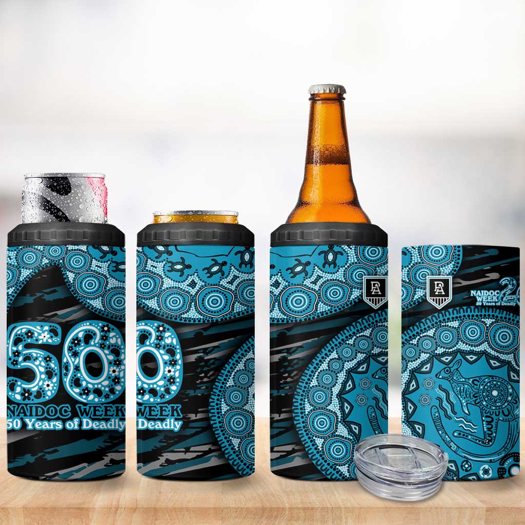 Port Adelaide NAIDOC Week 2026 4 in 1 Can Cooler Tumbler Australian Aboriginal Dot Art Dreamtime Pattern Style