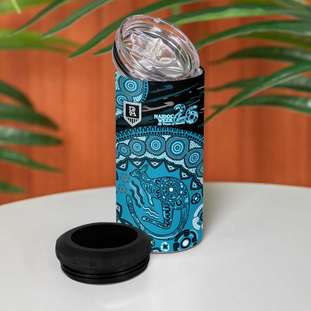 Port Adelaide NAIDOC Week 2026 4 in 1 Can Cooler Tumbler Australian Aboriginal Dot Art Dreamtime Pattern Style