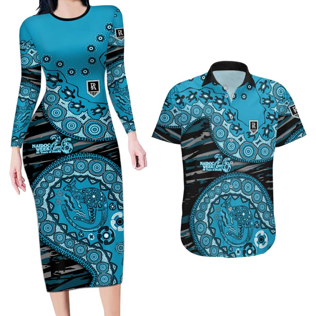 Port Adelaide NAIDOC Week 2026 Couples Matching Long Sleeve Bodycon Dress and Hawaiian Shirt Australian Aboriginal Dot Art Dreamtime Pattern Style