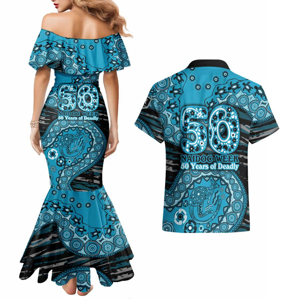 Port Adelaide NAIDOC Week 2026 Couples Matching Mermaid Dress and Hawaiian Shirt Australian Aboriginal Dot Art Dreamtime Pattern Style