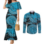 Port Adelaide NAIDOC Week 2026 Couples Matching Mermaid Dress and Long Sleeve Button Shirt Australian Aboriginal Dot Art Dreamtime Pattern Style