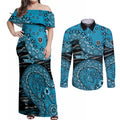Port Adelaide NAIDOC Week 2026 Couples Matching Off Shoulder Maxi Dress and Long Sleeve Button Shirt Australian Aboriginal Dot Art Dreamtime Pattern Style