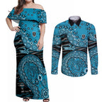 Port Adelaide NAIDOC Week 2026 Couples Matching Off Shoulder Maxi Dress and Long Sleeve Button Shirt Australian Aboriginal Dot Art Dreamtime Pattern Style