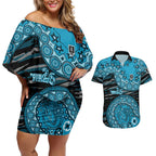 Port Adelaide NAIDOC Week 2026 Couples Matching Off Shoulder Short Dress and Hawaiian Shirt Australian Aboriginal Dot Art Dreamtime Pattern Style