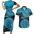 Port Adelaide NAIDOC Week 2026 Couples Matching Short Sleeve Bodycon Dress and Hawaiian Shirt Australian Aboriginal Dot Art Dreamtime Pattern Style
