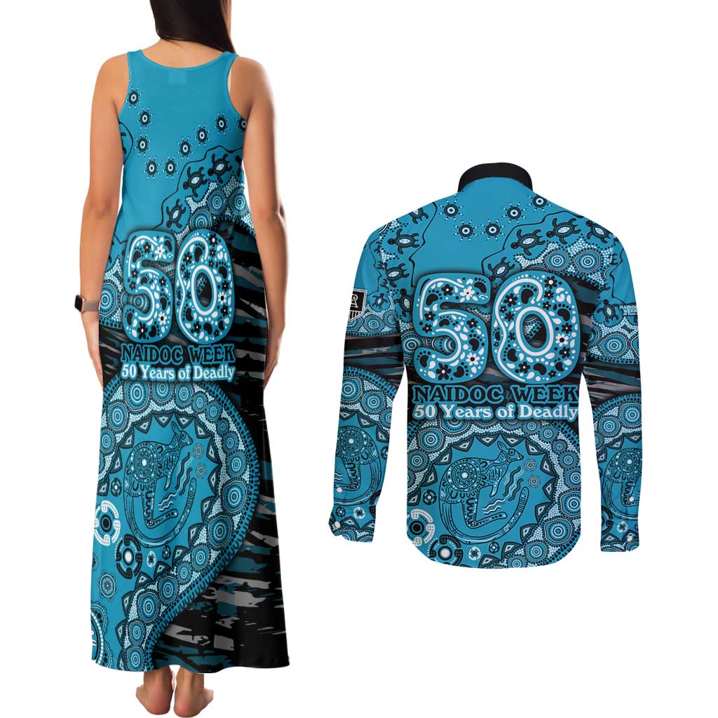 Port Adelaide NAIDOC Week 2026 Couples Matching Tank Maxi Dress and Long Sleeve Button Shirt Australian Aboriginal Dot Art Dreamtime Pattern Style