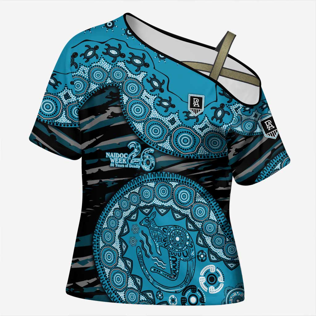 Port Adelaide NAIDOC Week 2026 Cross Shoulder Shirt Australian Aboriginal Dot Art Dreamtime Pattern Style
