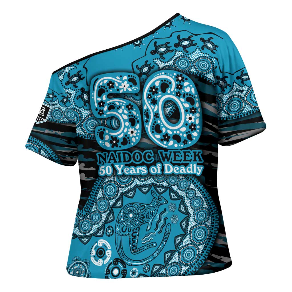 Port Adelaide NAIDOC Week 2026 Cross Shoulder Shirt Australian Aboriginal Dot Art Dreamtime Pattern Style