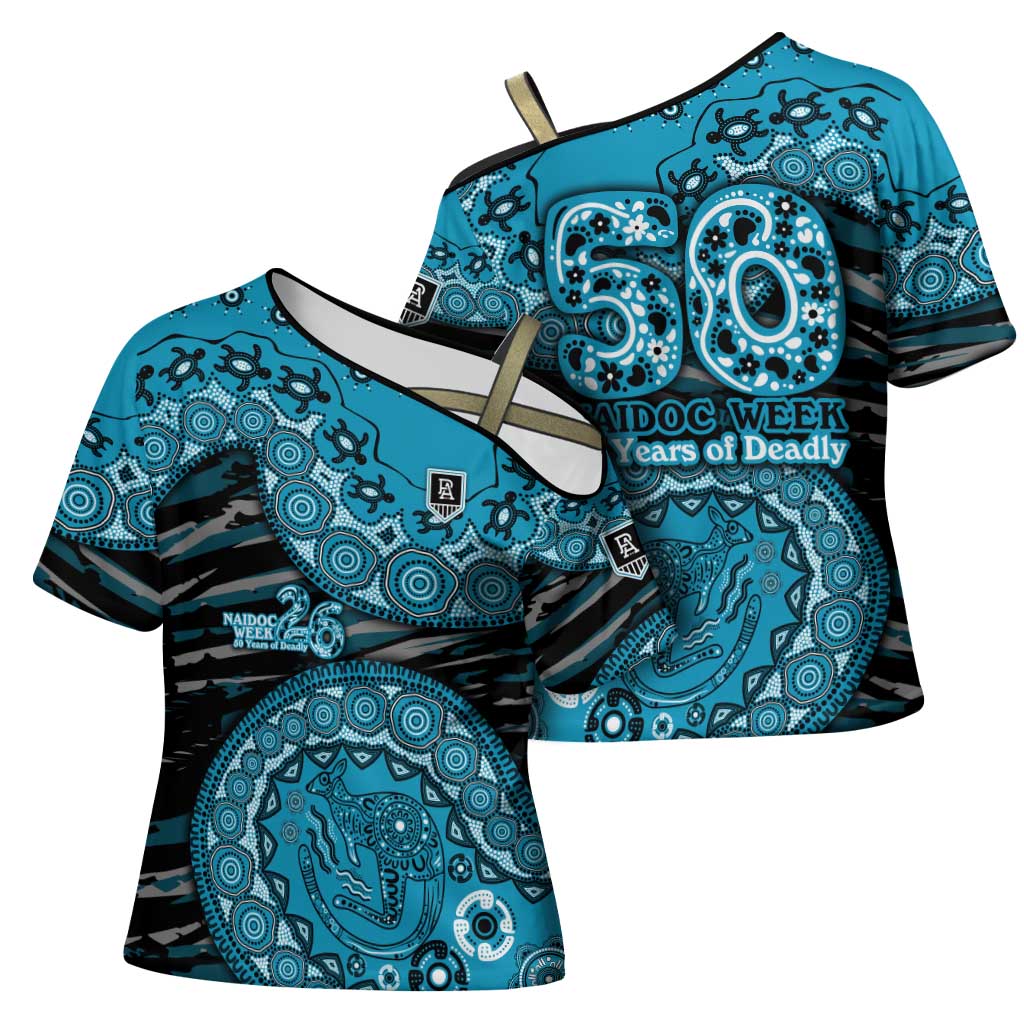 Port Adelaide NAIDOC Week 2026 Cross Shoulder Shirt Australian Aboriginal Dot Art Dreamtime Pattern Style