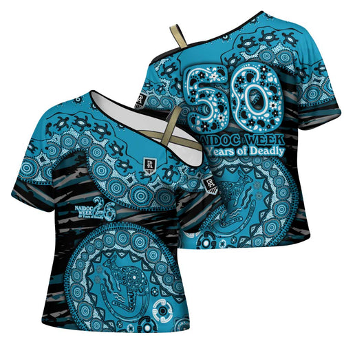 Port Adelaide NAIDOC Week 2026 Cross Shoulder Shirt Australian Aboriginal Dot Art Dreamtime Pattern Style