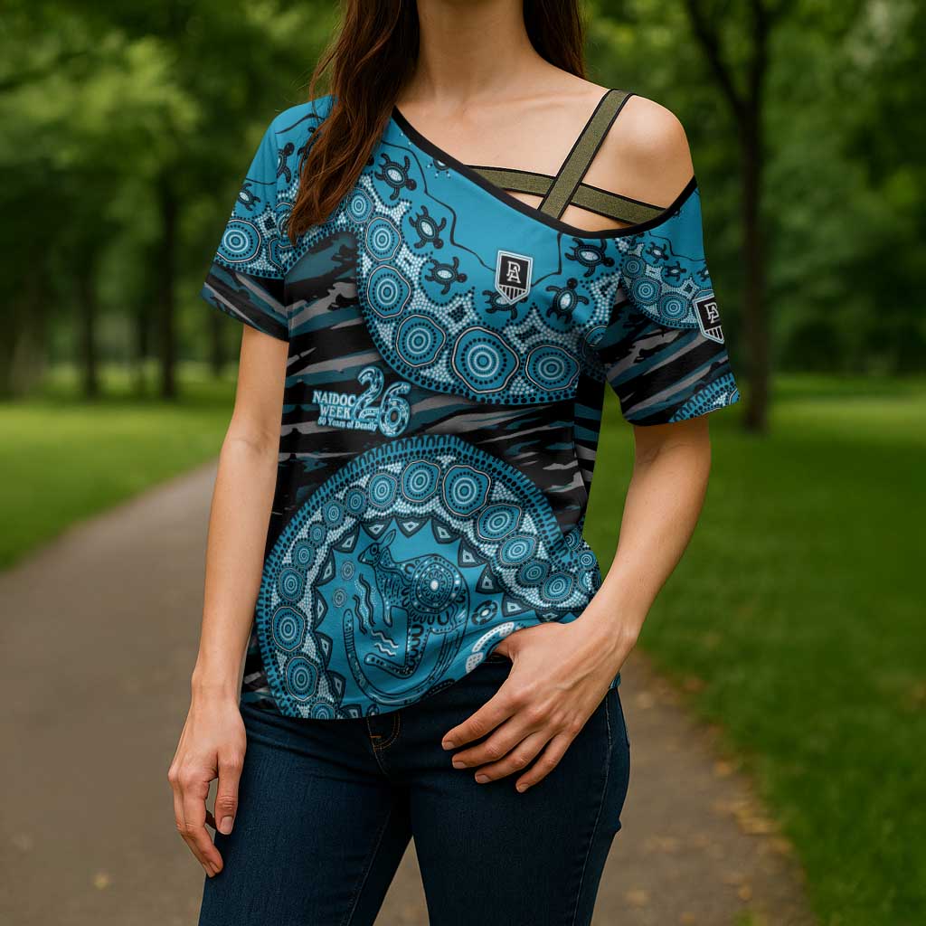 Port Adelaide NAIDOC Week 2026 Cross Shoulder Shirt Australian Aboriginal Dot Art Dreamtime Pattern Style