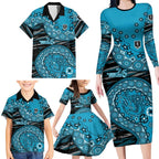 Port Adelaide NAIDOC Week 2026 Family Matching Long Sleeve Bodycon Dress and Hawaiian Shirt Australian Aboriginal Dot Art Dreamtime Pattern Style