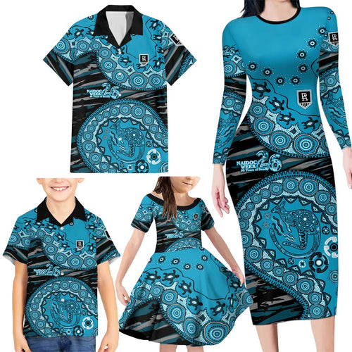 Port Adelaide NAIDOC Week 2026 Family Matching Long Sleeve Bodycon Dress and Hawaiian Shirt Australian Aboriginal Dot Art Dreamtime Pattern Style