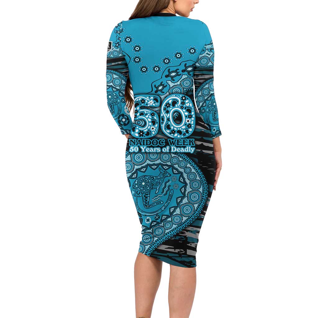 Port Adelaide NAIDOC Week 2026 Family Matching Long Sleeve Bodycon Dress and Hawaiian Shirt Australian Aboriginal Dot Art Dreamtime Pattern Style