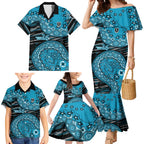 Port Adelaide NAIDOC Week 2026 Family Matching Mermaid Dress and Hawaiian Shirt Australian Aboriginal Dot Art Dreamtime Pattern Style