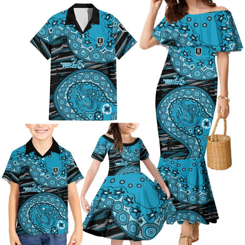 Port Adelaide NAIDOC Week 2026 Family Matching Mermaid Dress and Hawaiian Shirt Australian Aboriginal Dot Art Dreamtime Pattern Style