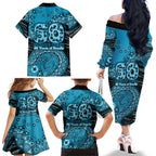 Port Adelaide NAIDOC Week 2026 Family Matching Off The Shoulder Long Sleeve Dress and Hawaiian Shirt Australian Aboriginal Dot Art Dreamtime Pattern Style