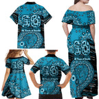 Port Adelaide NAIDOC Week 2026 Family Matching Off Shoulder Maxi Dress and Hawaiian Shirt Australian Aboriginal Dot Art Dreamtime Pattern Style