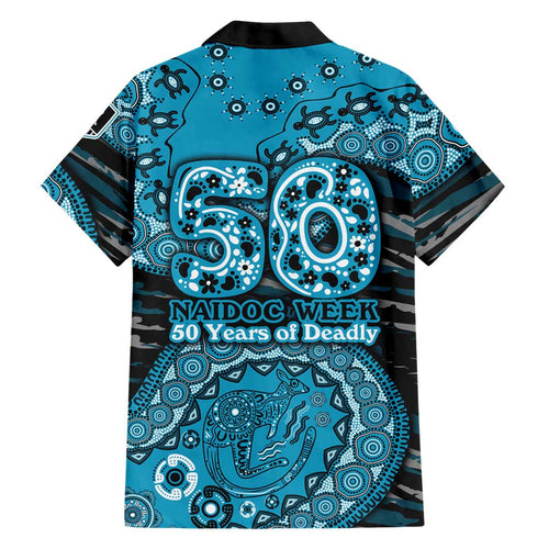 Port Adelaide NAIDOC Week 2026 Family Matching Off Shoulder Maxi Dress and Hawaiian Shirt Australian Aboriginal Dot Art Dreamtime Pattern Style