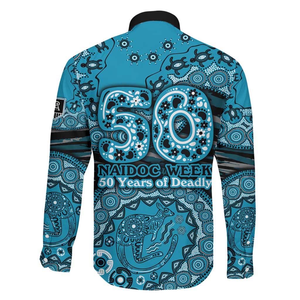 Port Adelaide NAIDOC Week 2026 Family Matching Off Shoulder Short Dress and Hawaiian Shirt Australian Aboriginal Dot Art Dreamtime Pattern Style