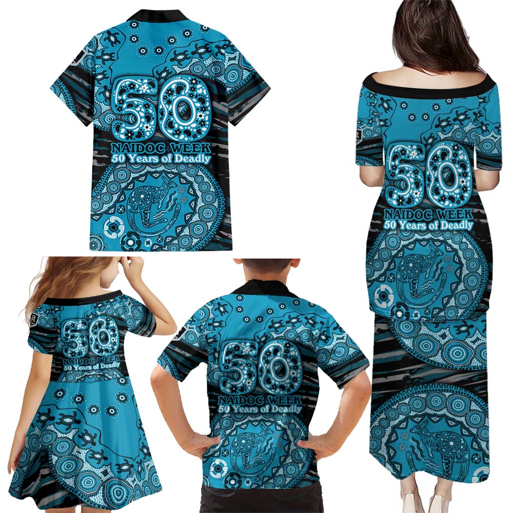 Port Adelaide NAIDOC Week 2026 Family Matching Puletasi and Hawaiian Shirt Australian Aboriginal Dot Art Dreamtime Pattern Style