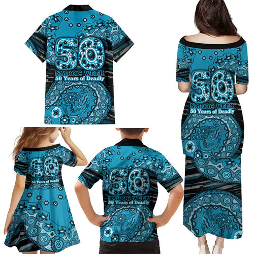 Port Adelaide NAIDOC Week 2026 Family Matching Puletasi and Hawaiian Shirt Australian Aboriginal Dot Art Dreamtime Pattern Style
