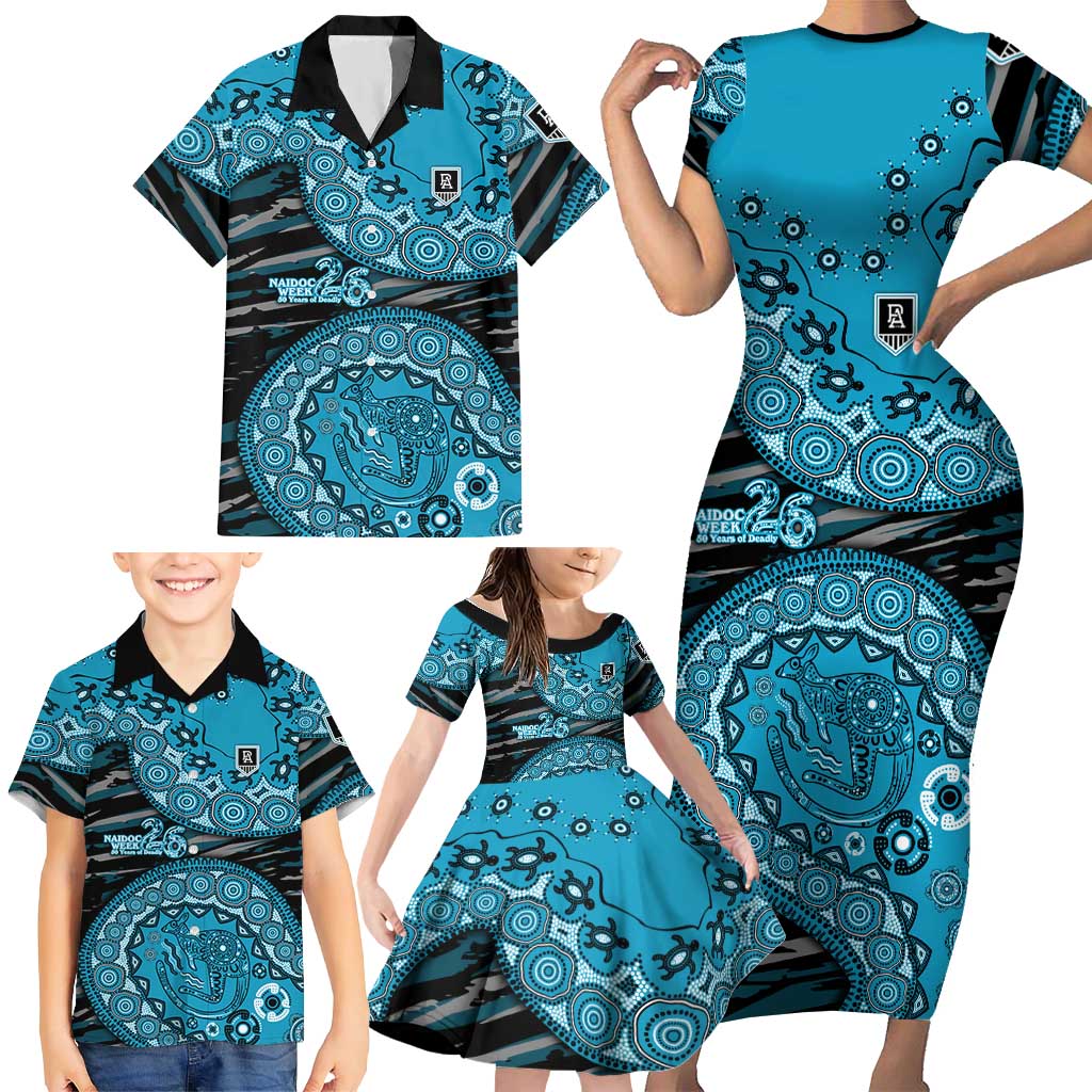 Port Adelaide NAIDOC Week 2026 Family Matching Short Sleeve Bodycon Dress and Hawaiian Shirt Australian Aboriginal Dot Art Dreamtime Pattern Style
