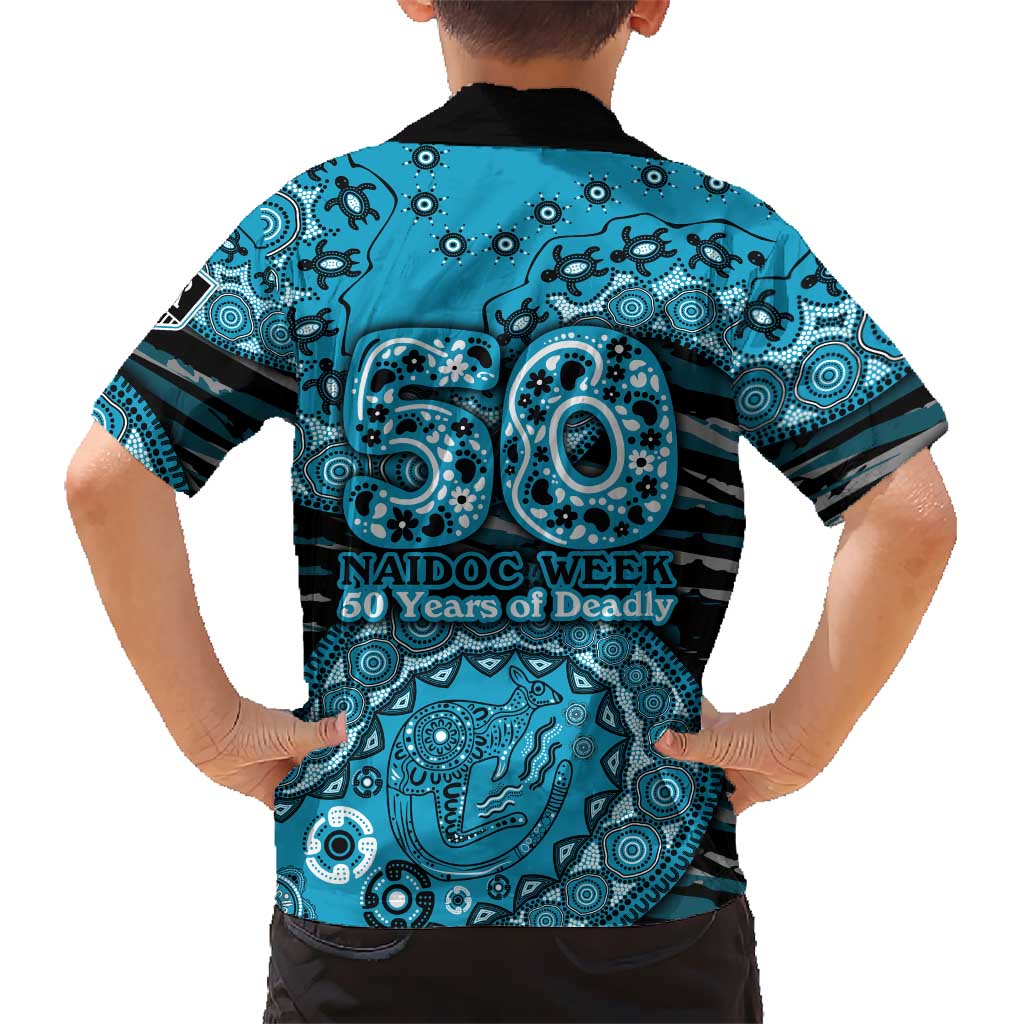 Port Adelaide NAIDOC Week 2026 Family Matching Short Sleeve Bodycon Dress and Hawaiian Shirt Australian Aboriginal Dot Art Dreamtime Pattern Style