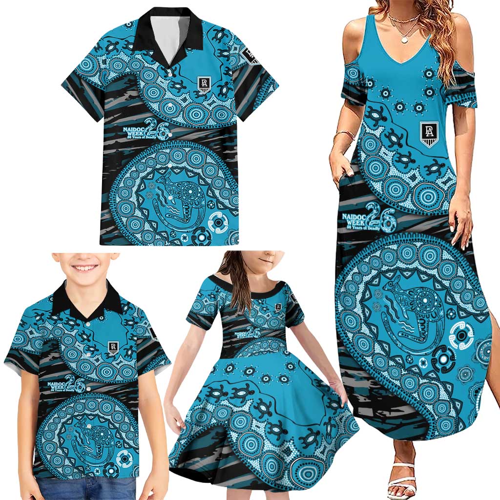 Port Adelaide NAIDOC Week 2026 Family Matching Summer Maxi Dress and Hawaiian Shirt Australian Aboriginal Dot Art Dreamtime Pattern Style