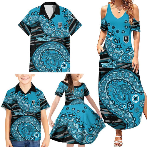 Port Adelaide NAIDOC Week 2026 Family Matching Summer Maxi Dress and Hawaiian Shirt Australian Aboriginal Dot Art Dreamtime Pattern Style