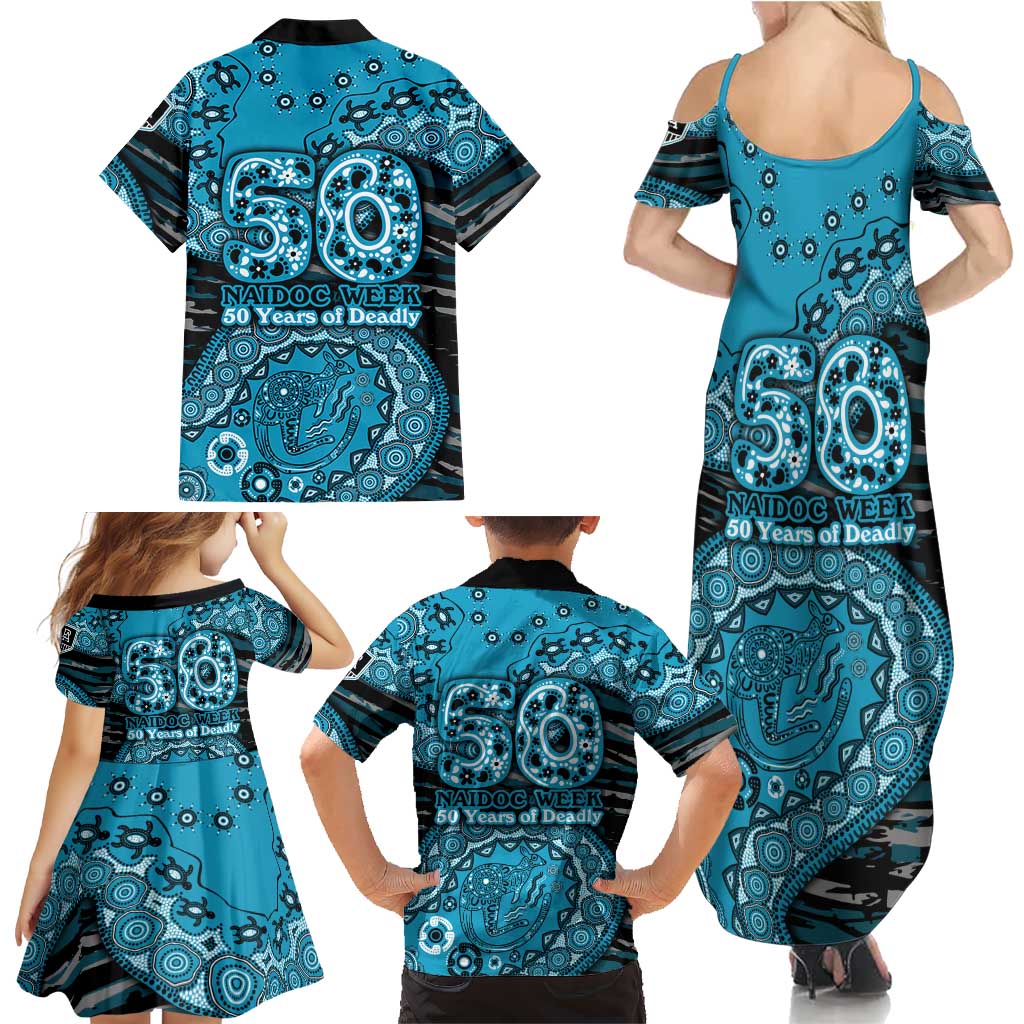 Port Adelaide NAIDOC Week 2026 Family Matching Summer Maxi Dress and Hawaiian Shirt Australian Aboriginal Dot Art Dreamtime Pattern Style